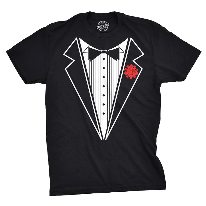 Funny Black Black Tuxedo Mens T Shirt Nerdy Wedding Tee