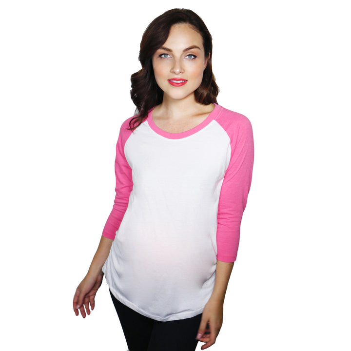 Funny Pink Maternity Raglan Long Sleeve raglan Nerdy Tee