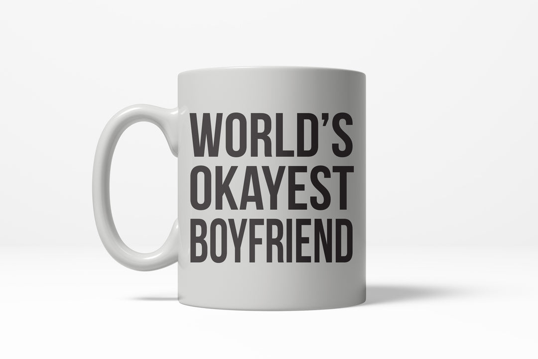 Funny White World's Okayest Boyfriend Coffee Mug Nerdy Valentine's Day okayest Tee