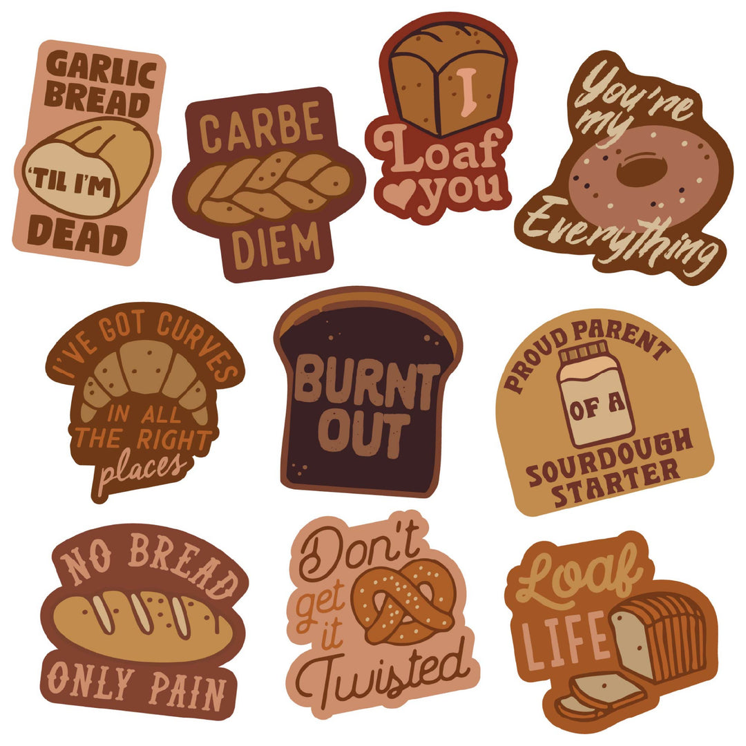 Funny Multi Bread Stickers Nerdy food sarcastic Tee