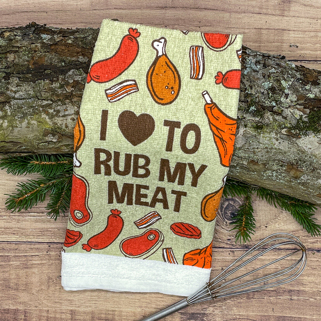 I Love To Rub My Meat Tea Towel Tea Towel