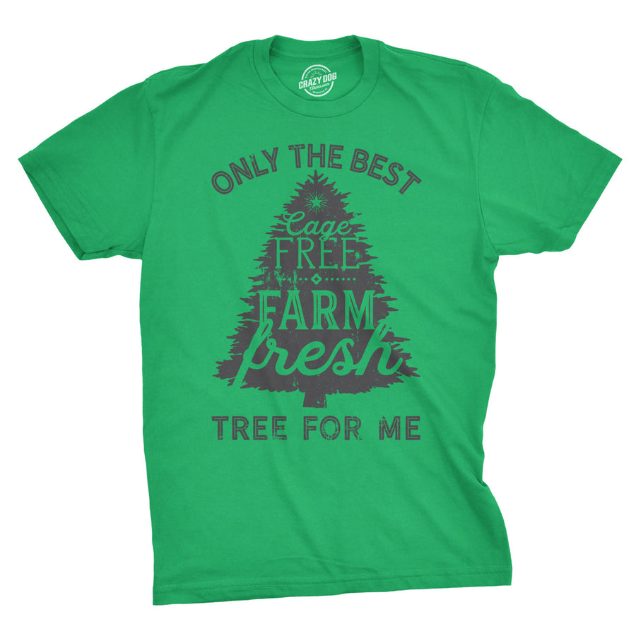 Funny Green Cage Free Farm Fresh Tree Mens T Shirt Nerdy Christmas Camping Tee