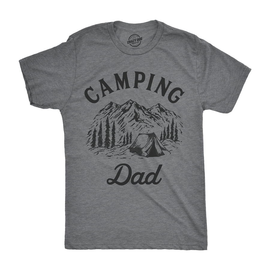 Funny Dark Heather Grey Camping Dad Mens T Shirt Nerdy Father's Day Camping Tee