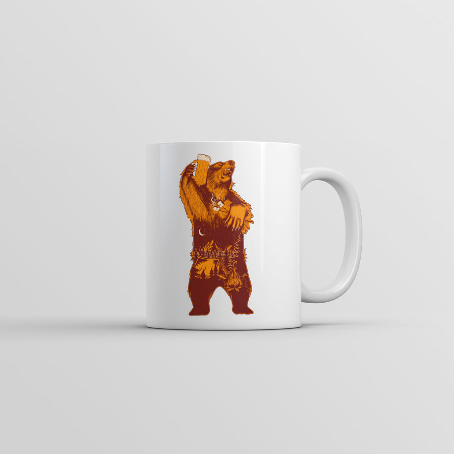 Funny White Camping Party Bear Coffee Mug Nerdy camping animal Drinking Tee