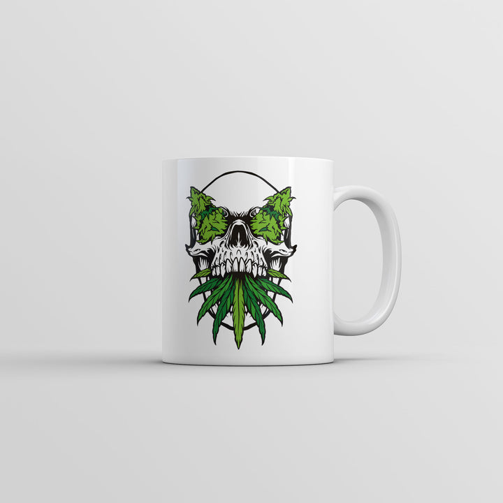 Funny White Cannabis Skull Coffee Mug Nerdy 420 sarcastic Tee