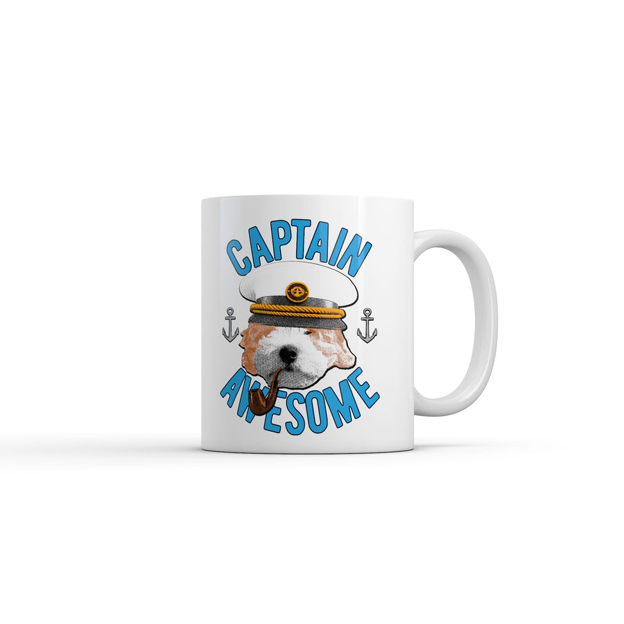 Funny White Captain Awesome Coffee Mug Nerdy dog Sarcastic Tee