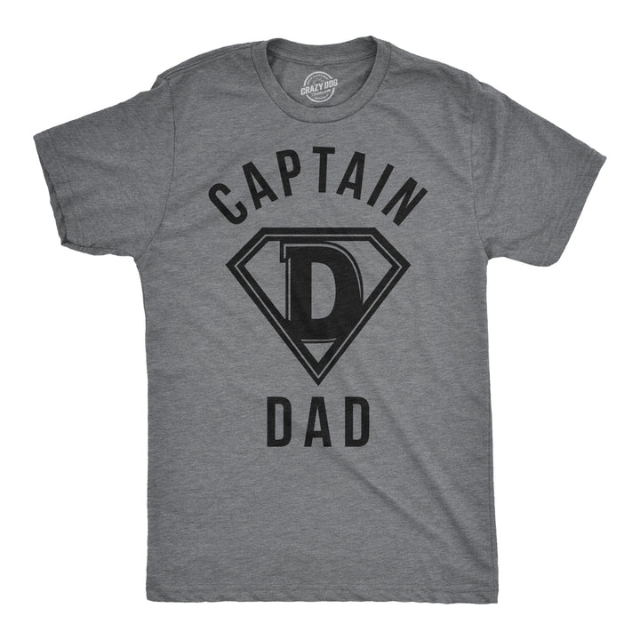 Funny Dark Heather Grey Captain Dad Mens T Shirt Nerdy Father's Day Tee