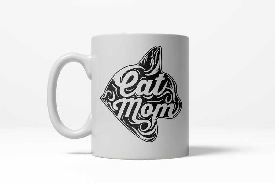 Funny White Cat Mom Coffee Mug Nerdy Mother's Day cat Tee