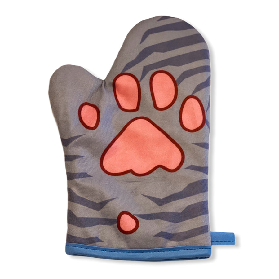 Funny Grey Cat Paw Oven Mitt Nerdy Food Cat Tee