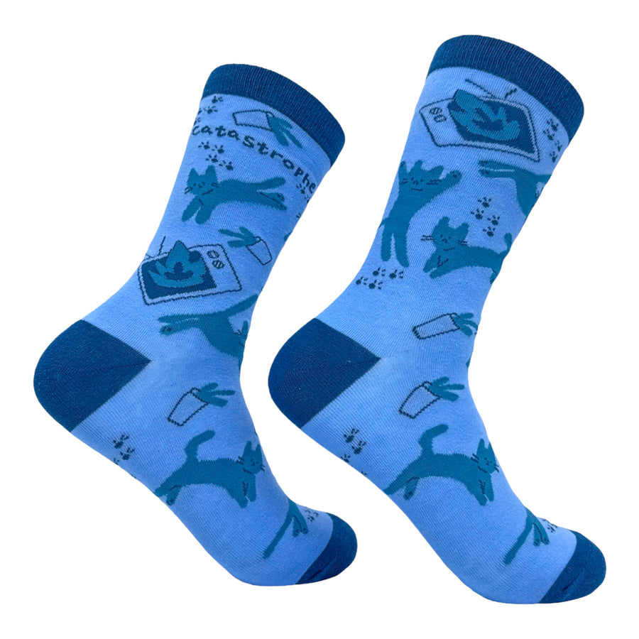 Funny Blue - CATASTROPHE Women's Catastrophe Sock Nerdy Cat Tee