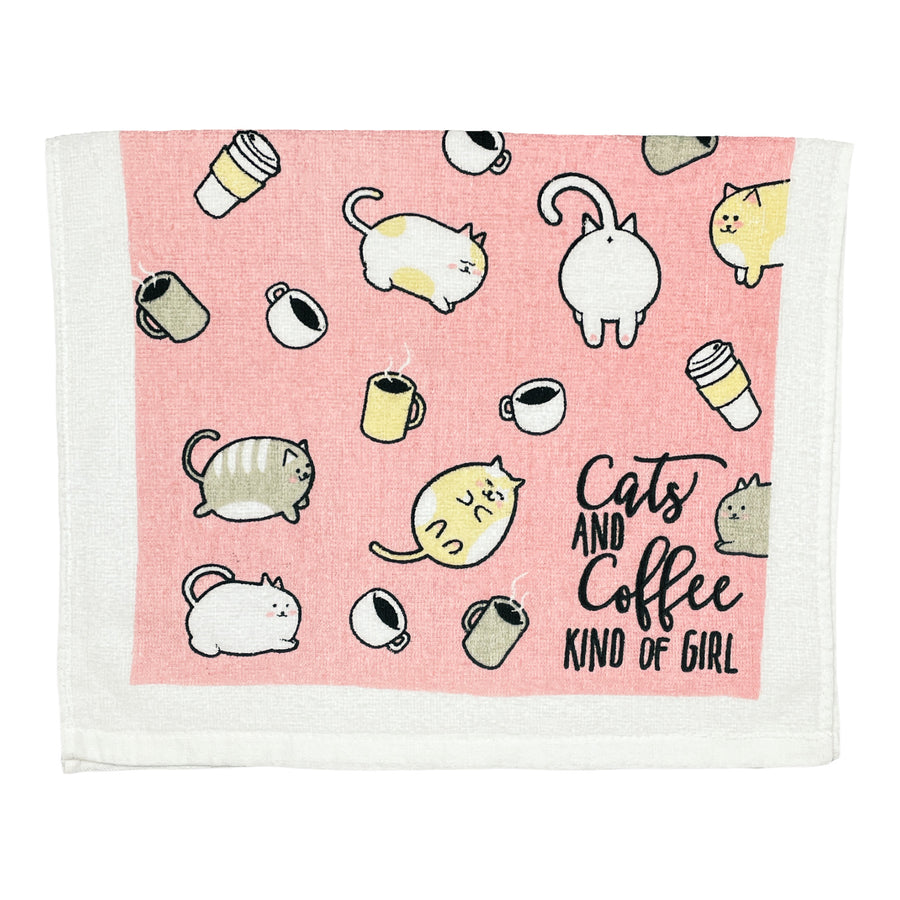 Funny Cats Coffee Girl Cats And Coffee Kind Of Girl Tea Towel Nerdy Cat Coffee Tee