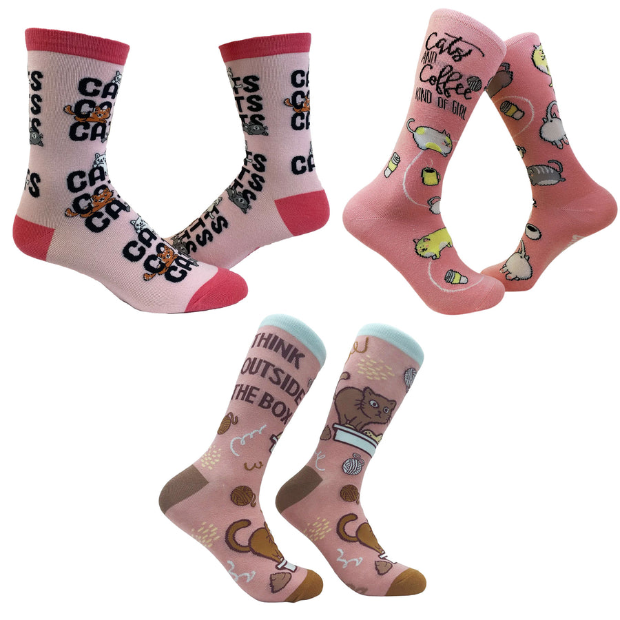 Funny Cat Womens Cat Sock 3 Pack Sock Nerdy cat sarcastic sarcastic Tee