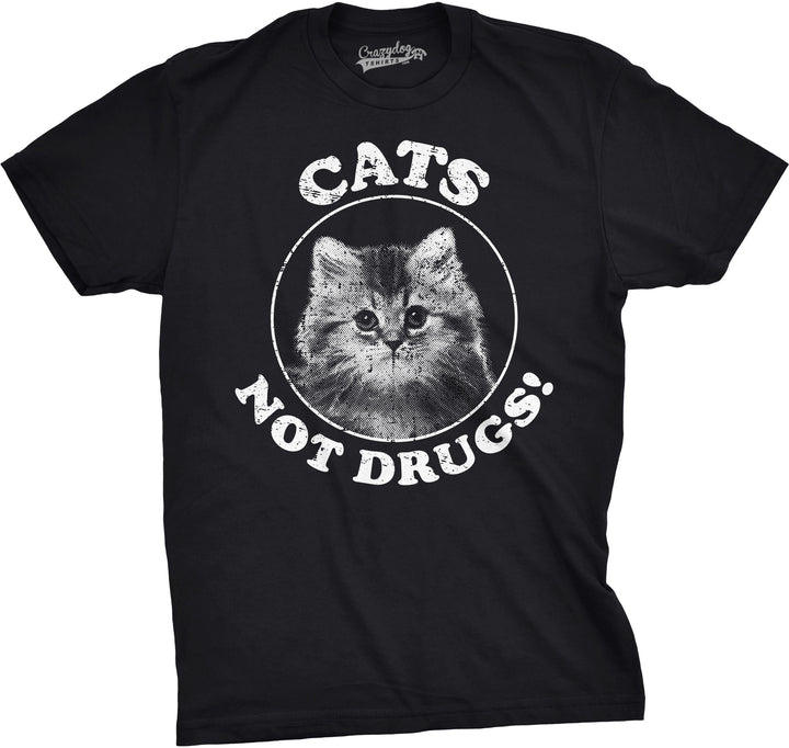 Funny Black Cats Not Drugs Mens T Shirt Nerdy Cat Tee