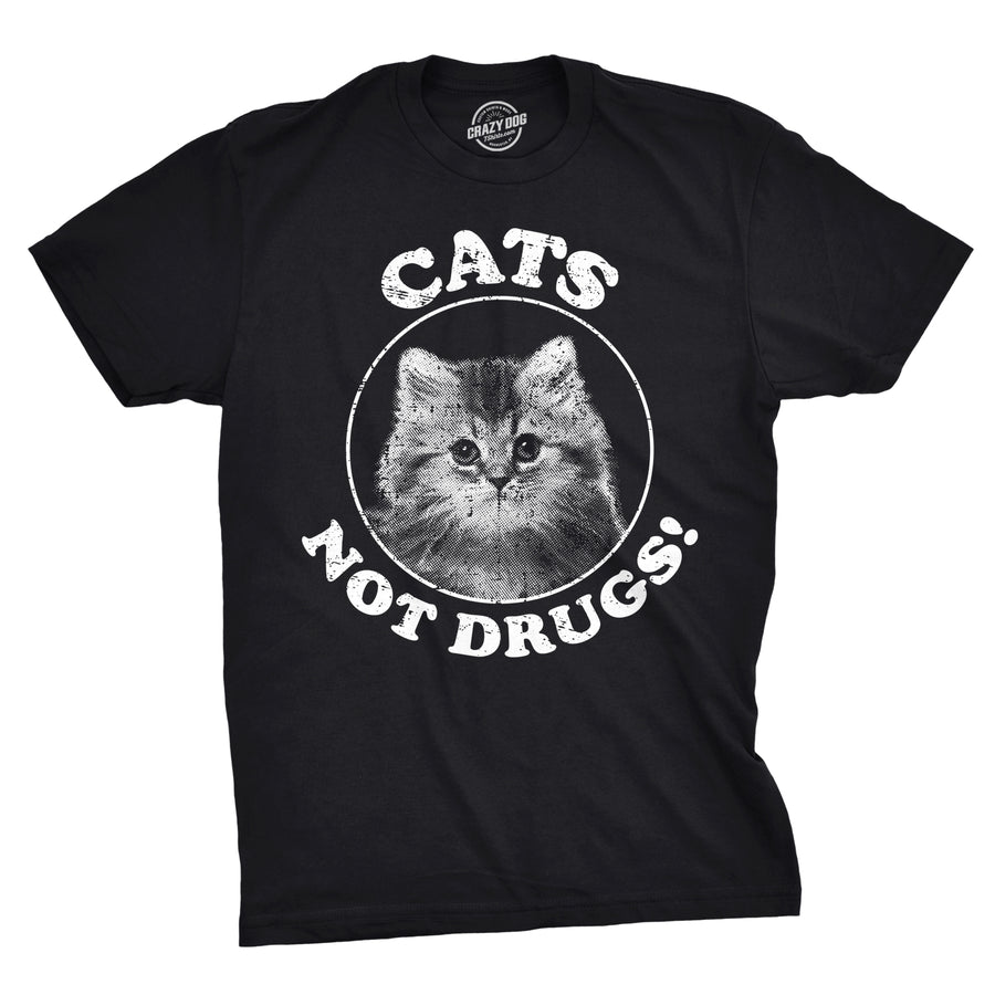 Funny Black Cats Not Drugs Mens T Shirt Nerdy Cat Tee