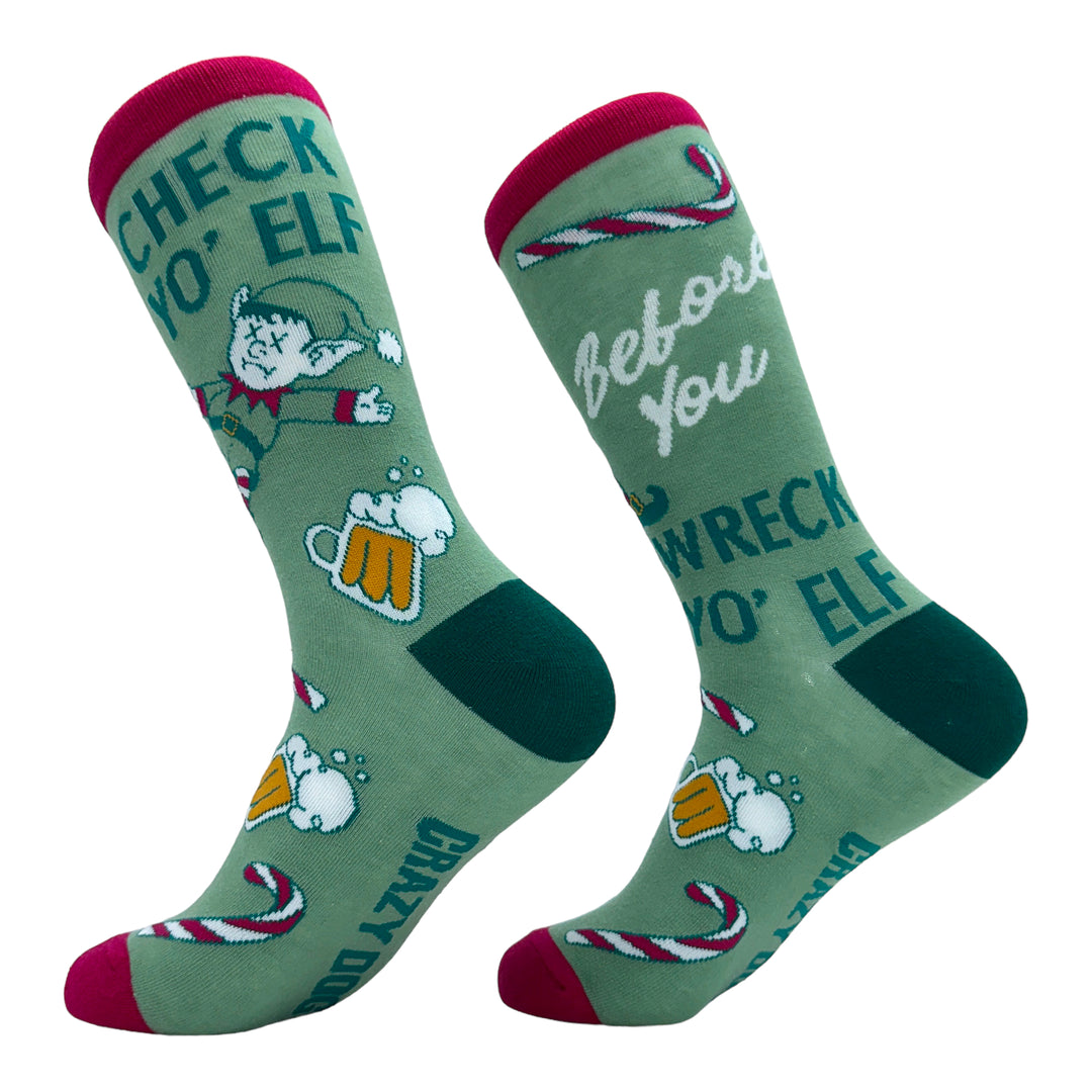 Women's Check Yo Elf Before You Wreck Yo Elf Socks