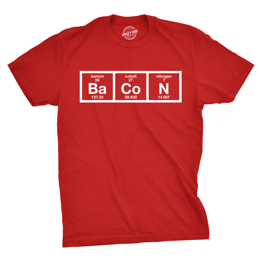 Funny Red Chemistry Of Bacon Youth T Shirt Nerdy Science Tee