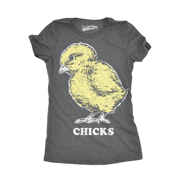 Funny Dark Heather Grey Vintage Chicks Womens T Shirt Nerdy Easter Retro Tee