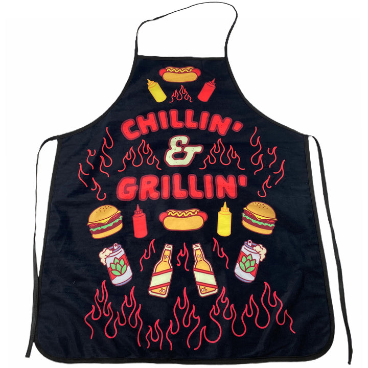 Funny Black Chillin And Grillin Apron Nerdy Food Tee