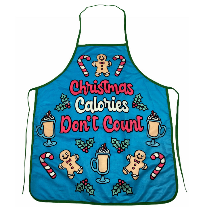 Funny Blue Christmas Calories Don't Count Apron Nerdy Christmas Food Tee