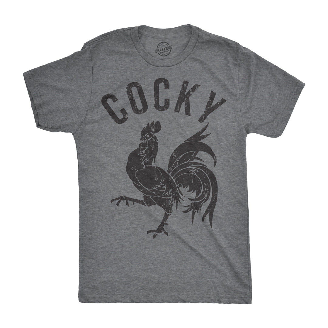 Funny Light Heather Grey Cocky Mens T Shirt Nerdy Animal sex Tee