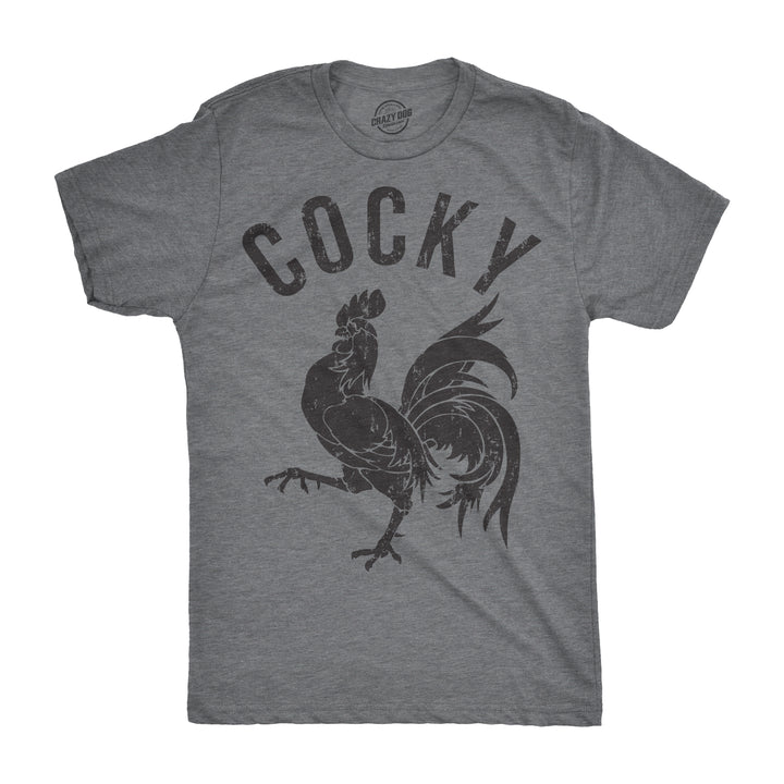 Funny Light Heather Grey Cocky Mens T Shirt Nerdy Animal sex Tee