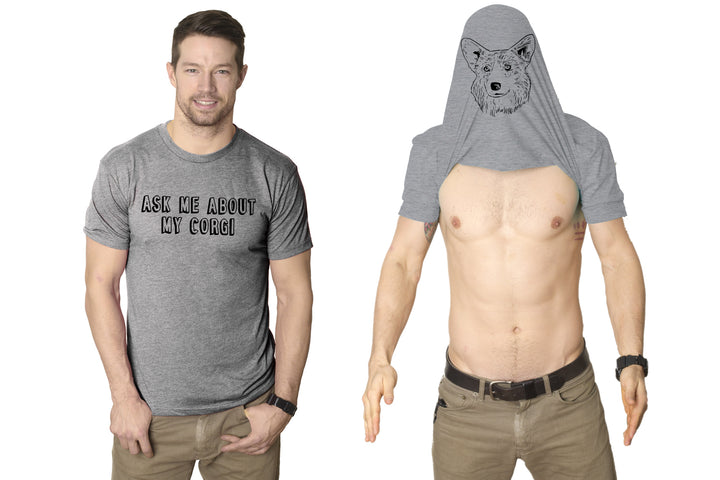 Funny Light Heather Grey Mens T Shirt Nerdy Dog Flip Tee