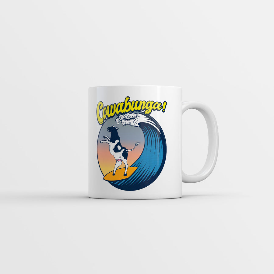 Funny White Cowabunga Coffee Mug Nerdy animal sarcastic Tee