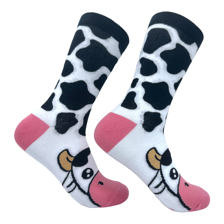 Funny Cow Women's Cow Sock Nerdy Animal Tee