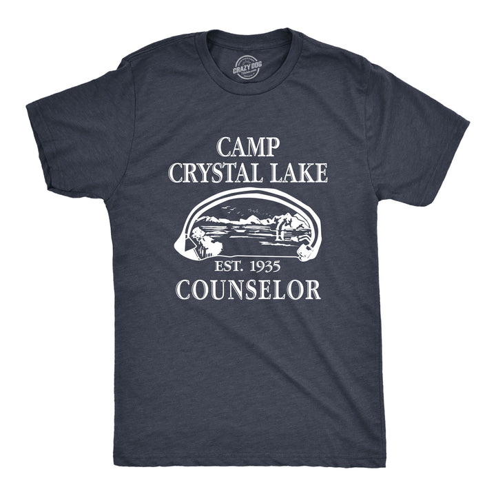 Funny Heather Navy Camp Crystal Lake Mens T Shirt Nerdy Halloween TV & Movies Camping Retro Tee