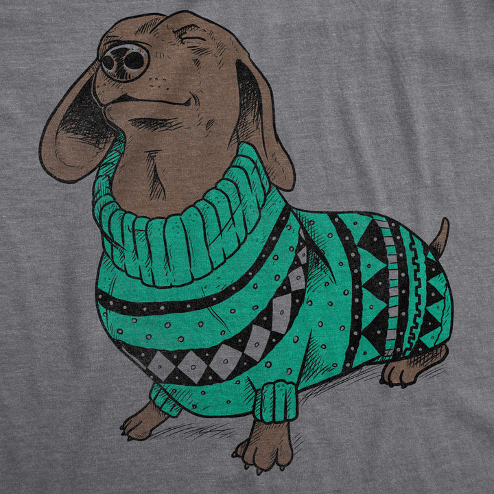 Dachshund In Christmas Sweater Women's T Shirt