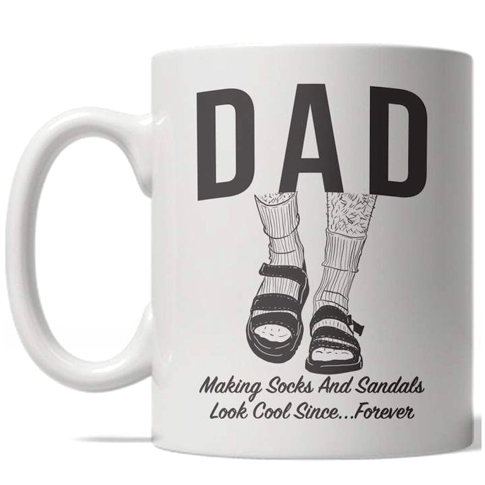 Funny White Dad Socks And Sandals Coffee Mug Nerdy Father's Day Tee