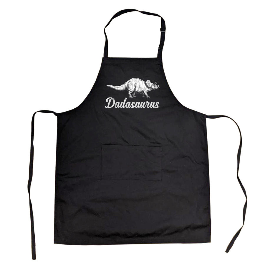 Funny Black Dadasaurus Apron Nerdy Father's Day Dinosaur Tee