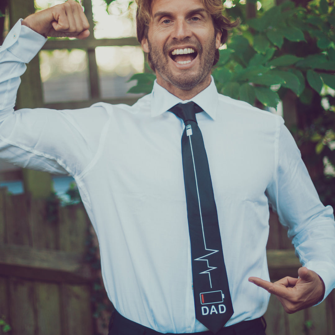 Dad Battery Low Neck Tie Tie