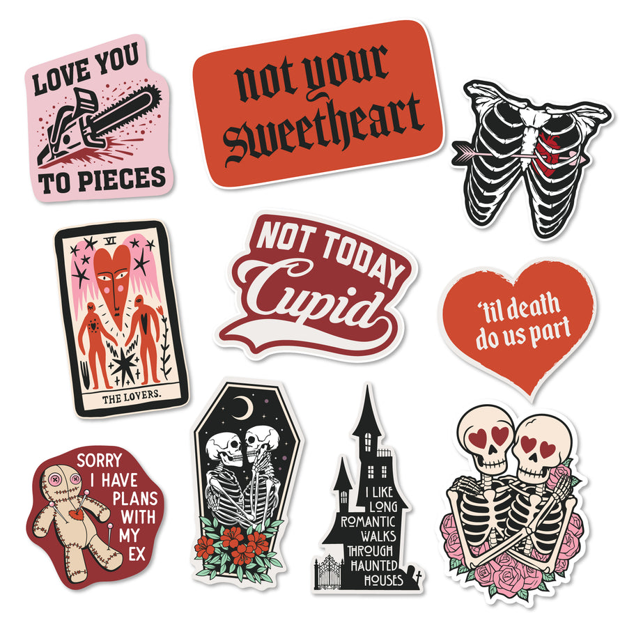 Funny Multi Dark Valentine Stickers Nerdy Valentine's Day sarcastic Tee