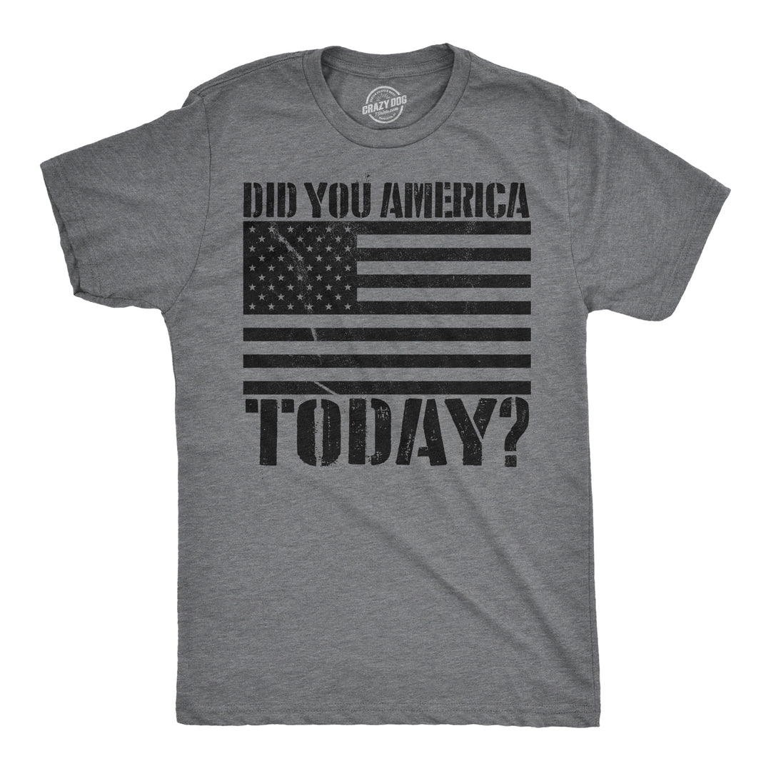 Funny Dark Heather Grey Did You America Today? Mens T Shirt Nerdy Fourth of July Retro Tee