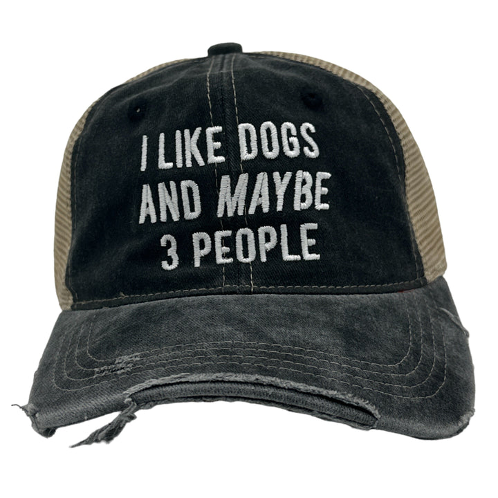 Funny Trucker Black - Dogs And 3 People I Like Dogs And Maybe 3 People Nerdy sarcastic Dog introvert Tee