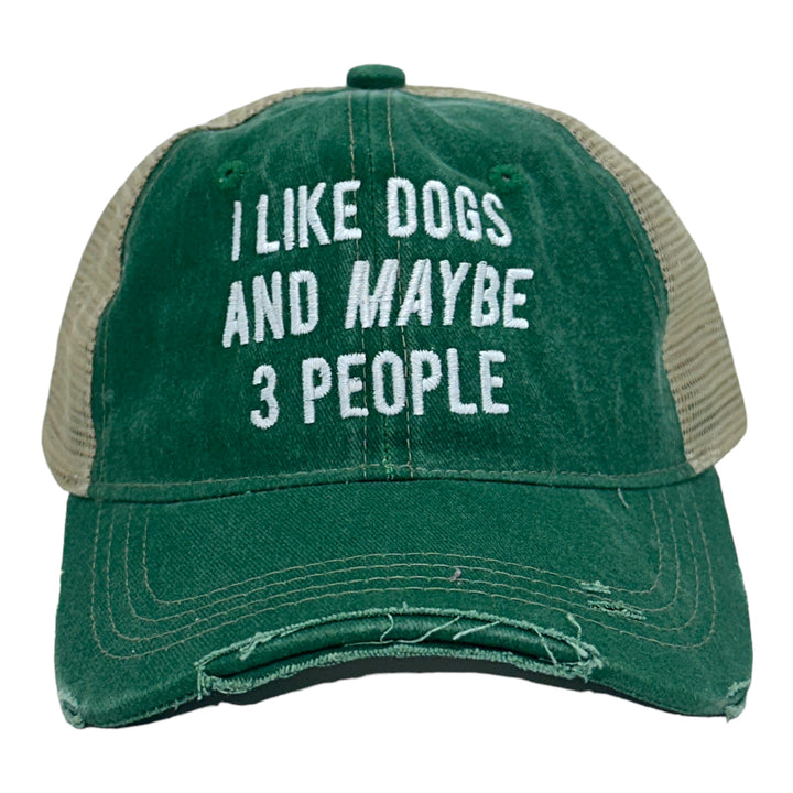 Funny Trucker Green - Dogs And  3 People I Like Dogs And Maybe 3 People Nerdy sarcastic Dog Introvert Tee