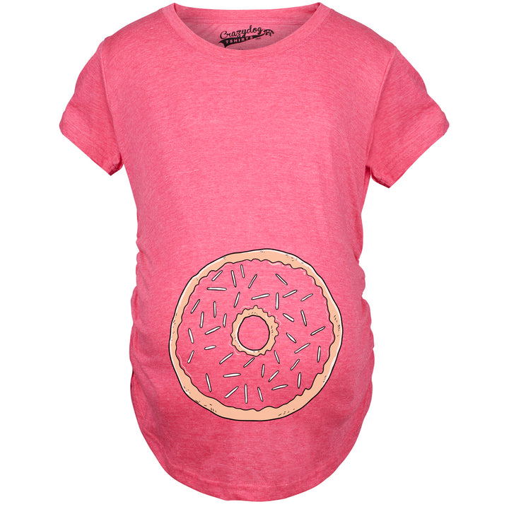 Funny Pink Donut Baby Bump Maternity T Shirt Nerdy food Tee