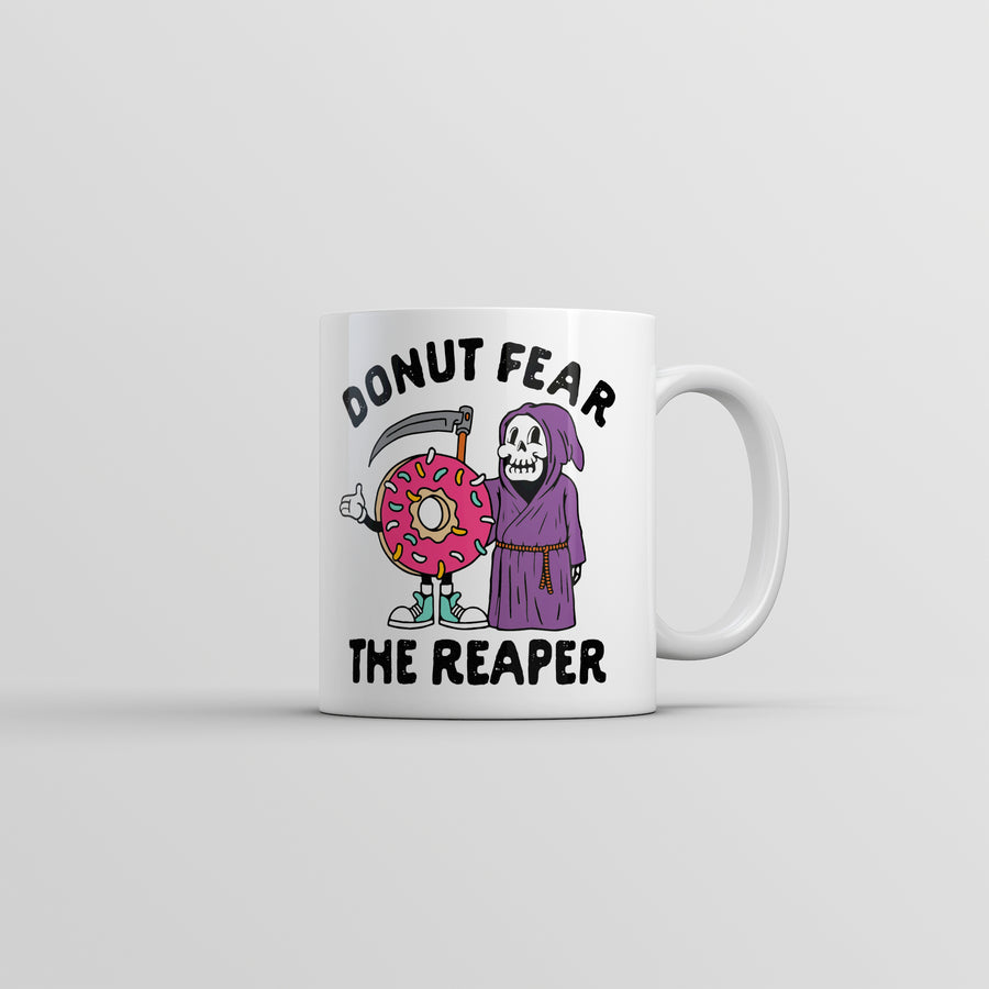 Funny White Donut Fear The Reaper Coffee Mug Nerdy Food sarcastic Tee