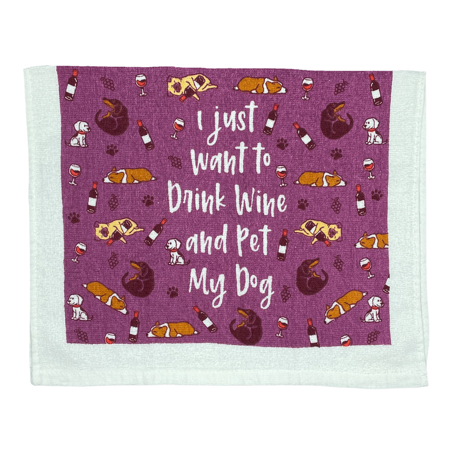 Funny Drink Wine Pet Dog Drink Wine And Pet My Dog Tea Towel Nerdy Wine Dog Tee