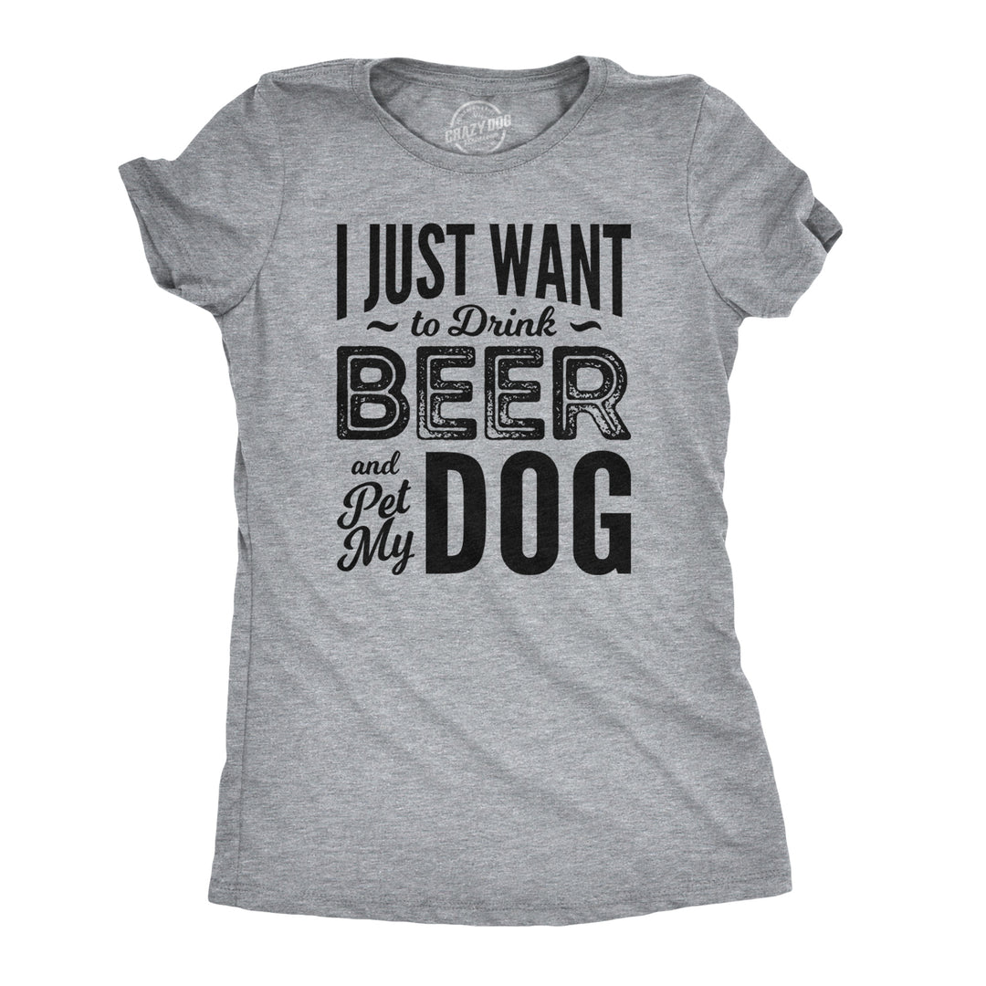 Funny Light Heather Grey Womens T Shirt Nerdy Dog Beer introvert Tee