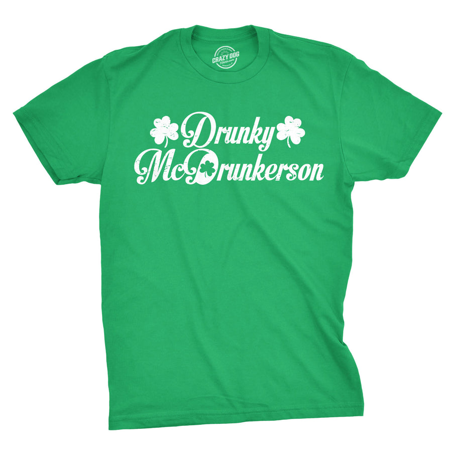 Funny Green Drunky McDrunkerson Mens T Shirt Nerdy Saint Patrick's Day Drinking Tee