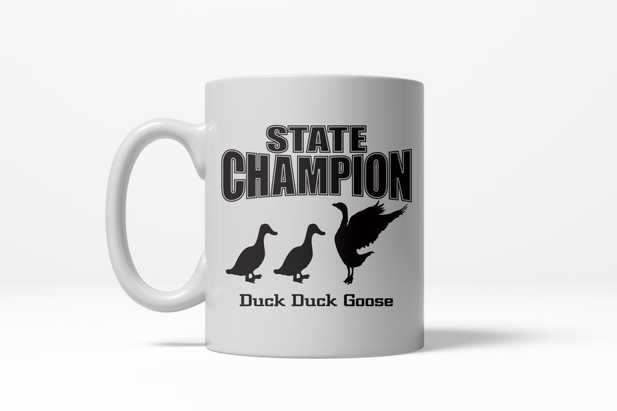 Funny White Duck Duck Goose State Champion Coffee Mug Nerdy retro Tee