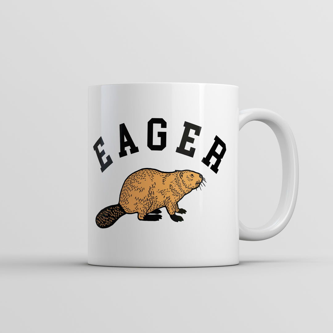 Funny White Eager Beaver Coffee Mug Nerdy animal sarcastic Tee