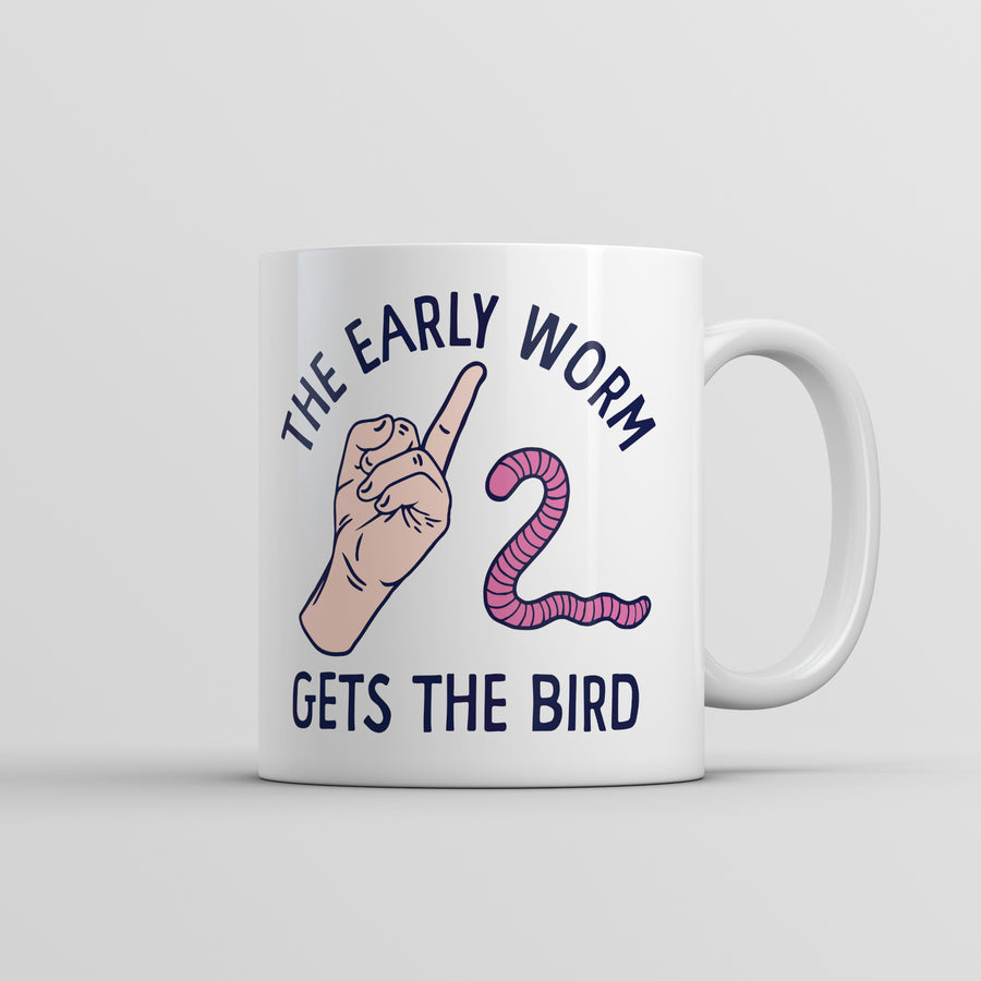 Funny White The Early Worm Gets The Bird Coffee Mug Nerdy animal sarcastic Tee