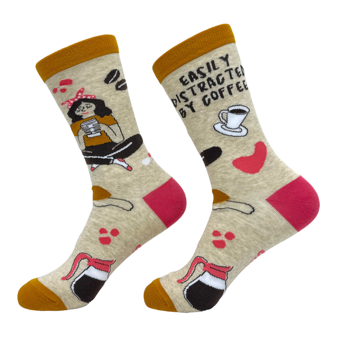 Women's Easily Distracted By Coffee Socks