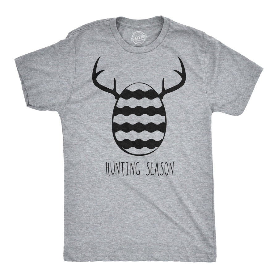 Funny Light Heather Grey East Egg Hunting Season Mens T Shirt Nerdy Easter Hunting Tee