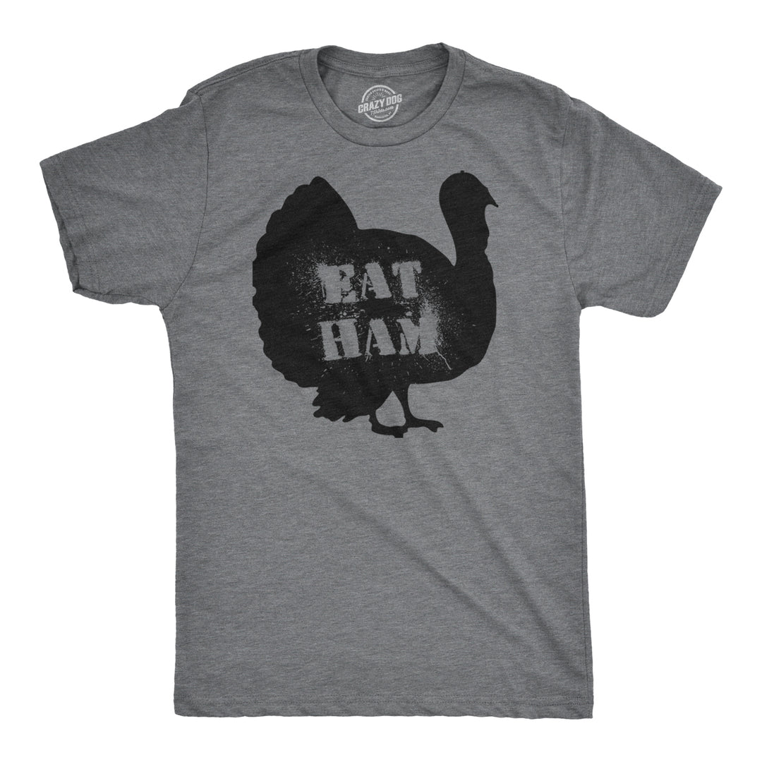 Funny Dark Heather Grey Eat Ham Mens T Shirt Nerdy Thanksgiving Food Tee