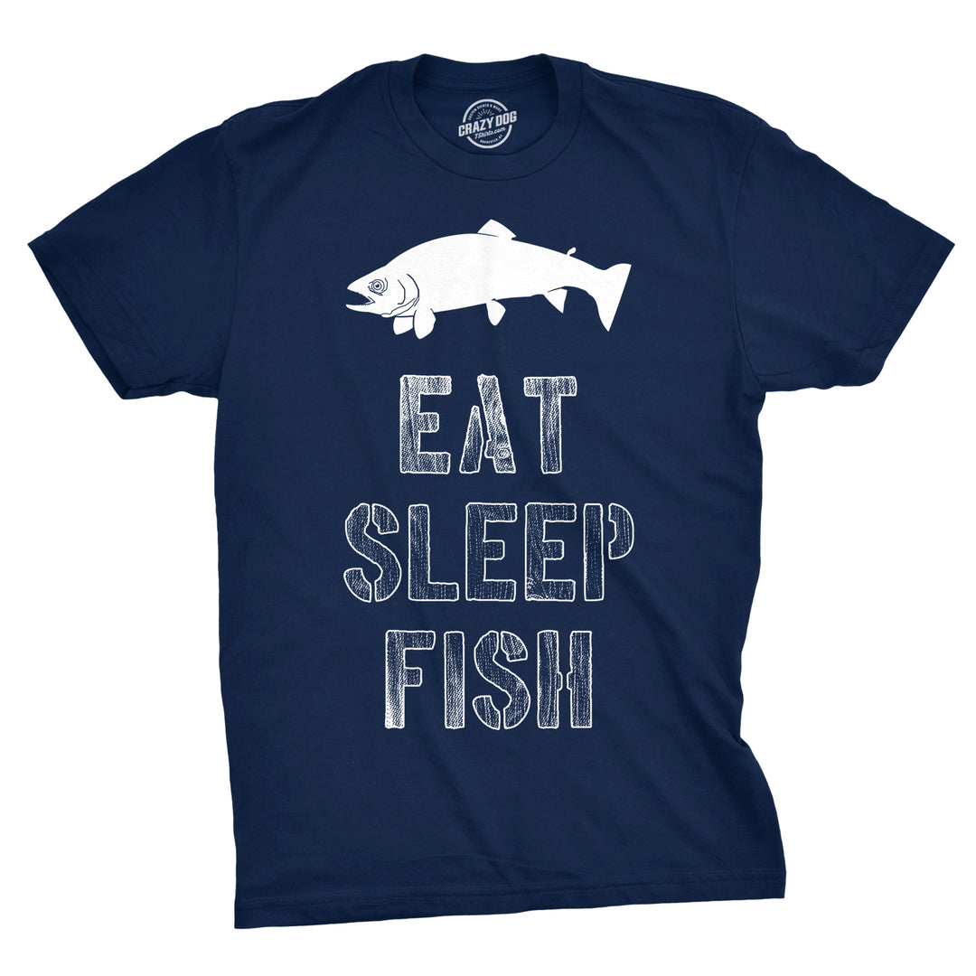 Funny Navy Eat Sleep Fish Mens T Shirt Nerdy Fishing Retro Tee