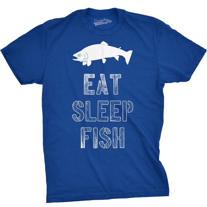 Funny Heather Royal Eat Sleep Fish Mens T Shirt Nerdy Fishing Retro Tee